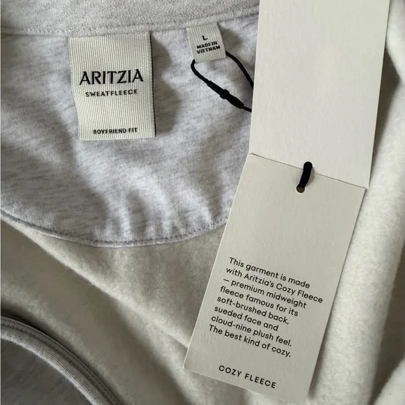 Aritzia cozy sweat fleece boyfriend half zip sweatshirt women’s size large - Picture 8 of 12